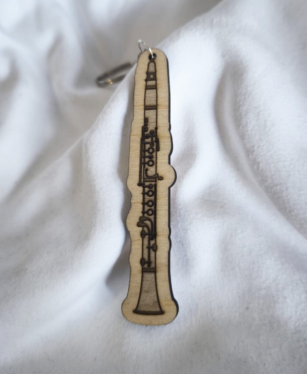 Klarnet - Brelok z drewna - Brelok ze sklejki - Prezent dla muzyka - Brelok z klarnetem