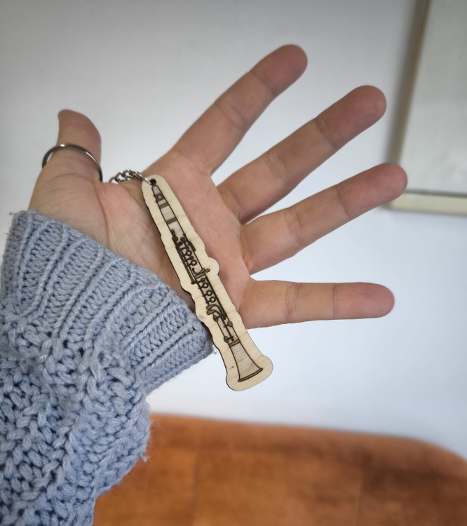 Klarnet - Brelok z drewna - Brelok ze sklejki - Prezent dla muzyka - Brelok z klarnetem