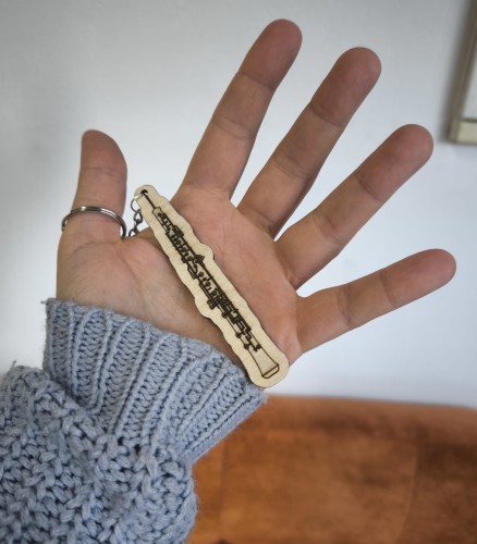 Obój - Brelok z drewna - Brelok ze sklejki - Prezent dla muzyka - Brelok z obojem