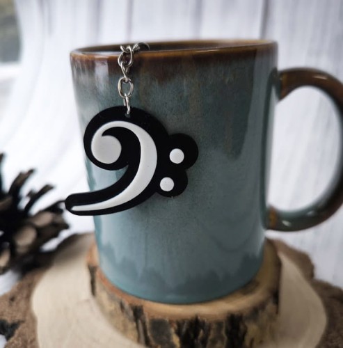 Klucz basowy - Prezent dla muzyka - Brelok 3d