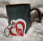 Klucz wiolinowy serce - Walentynki - Prezent dla muzyka - Brelok 3d