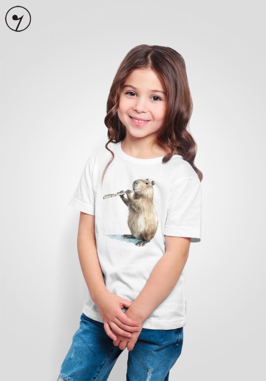 Flute - Capybara playing the flute - Children's T-shirt