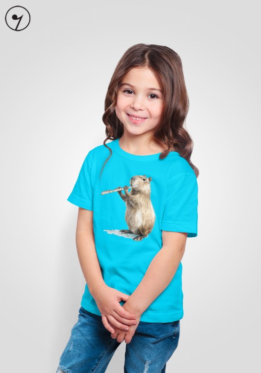 Flute - Capybara playing the flute - Children's T-shirt