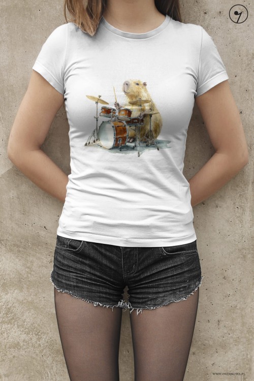 Perkusja - Kapibara perkusistka - Koszulka perkusistki - osemkowa.pl