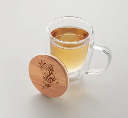 Szklanka z muzycznym grawerem na wieczku - Podwójna ścianka - Personalizacja - Muzyczna szklanka