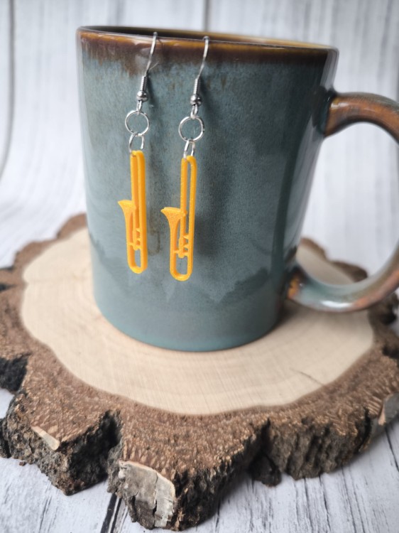 Puzon - Prezent dla puzonistki - Kolczyki muzyczne - Lekkie kolczyki