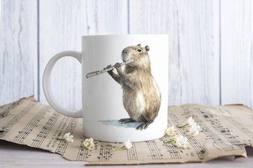Flet - Kapibara - Prezent dla flecisty / flecistki - Kubek ceramiczny