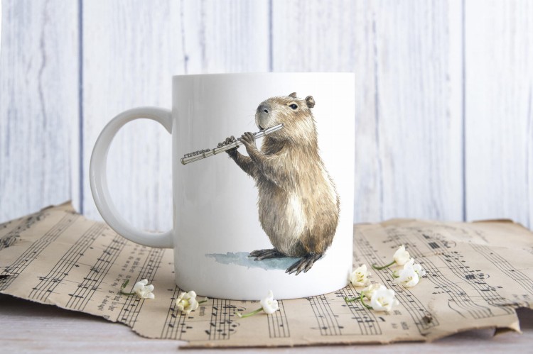 Flet - Kapibara - Prezent dla flecisty / flecistki - Kubek ceramiczny