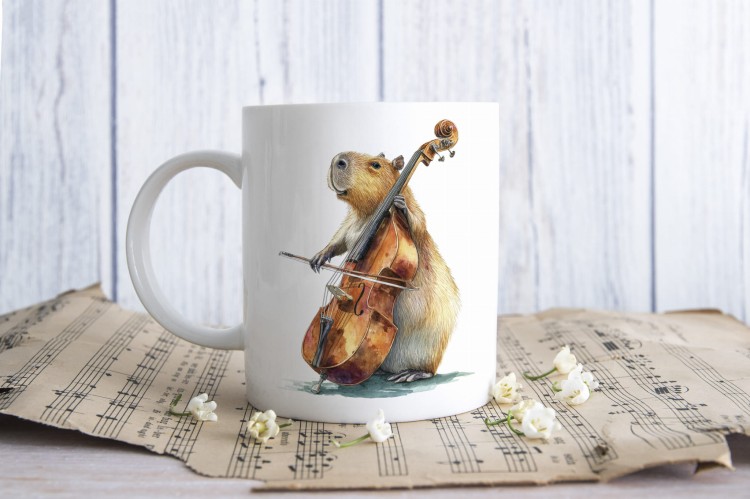 Kontrabas - Kapibara - Prezent dla kontrabasisty / kontrabasistki - Kubek ceramiczny