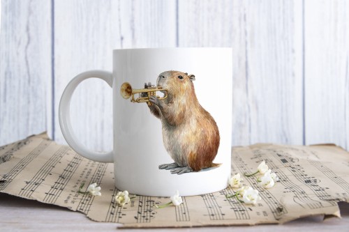 Trąbka - Kapibara - Prezent dla trębaczka / trębaczki - Kubek ceramiczny