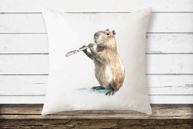 Flet - Kapibara - Prezent dla flecisty / flecistki - Poduszka