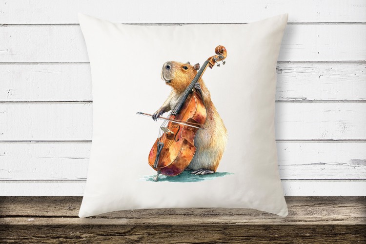 Kontrabas - Kapibara - Prezent dla kontrabasisty / kontrabasistki - Poduszka