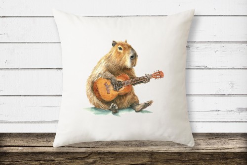 Gitara klasyczna - Kapibara - Prezent dla gitarzysty /gitarzystki - Poduszka