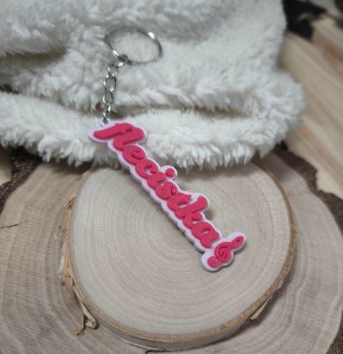 Flecistka - Różowy brelok - Prezent dla flecistki - Brelok 3d