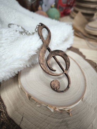 Klucz wiolinowy brązowiony - Prezent dla muzyka - Brelok 3d