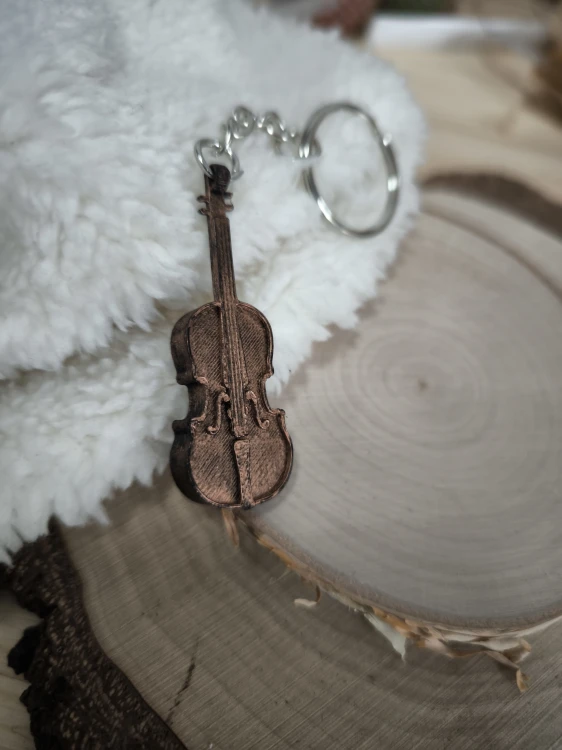 Skrzypce - Brelok brązowiony - Prezent dla muzyka - Brelok 3d