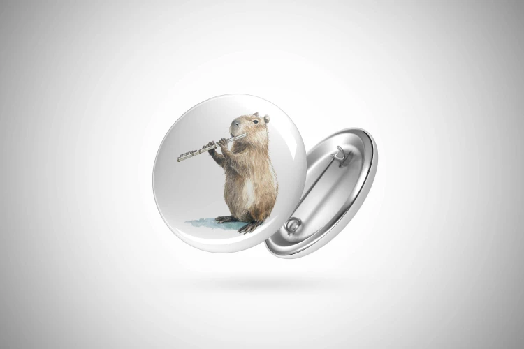 Flet - Kapibara - Prezent dla flecisty - Przypinka