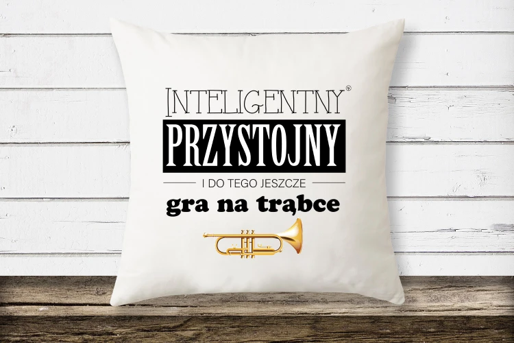 Trąbka - Przystojny, inteligentny, gra na trąbce - Prezent dla trębacza - Poduszka