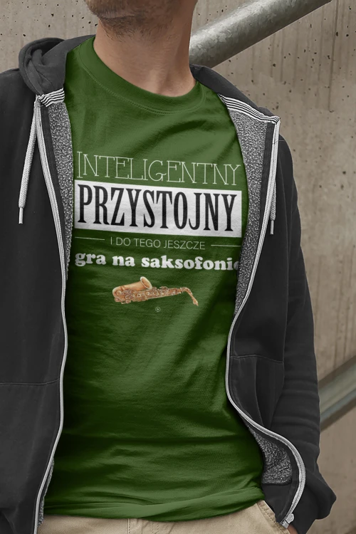 Saksofon - Przystojny, inteligentny i do tego jeszcze gra na saksofonie - Koszulka