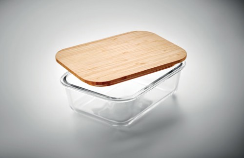 Szkoła muzyczna - Muzyczny lunchbox - Szklany lunchbox z bambusową pokrywką i silikonową opaską - Personalizacja - Prezent dla muzyka - Lunchbox z logo szkoły