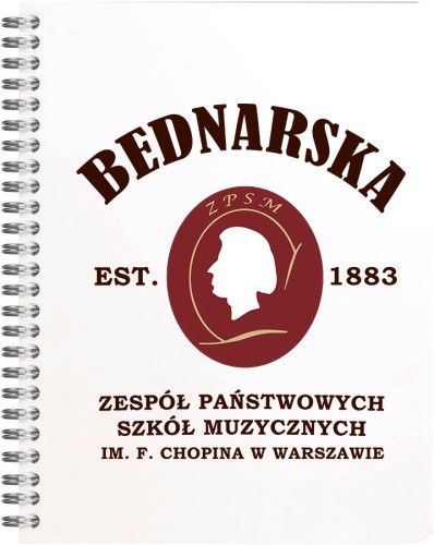 Zeszyt muzyczny a4 - 60 stron na spirali - Logotyp szkoły - Bednarska