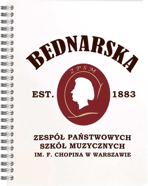 Zeszyt muzyczny a4 - 60 stron na spirali - Logotyp szkoły - Bednarska