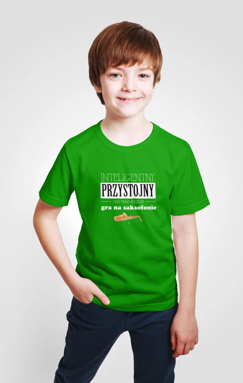 Saksofon - Przystojny, inteligentny i do tego jeszcze gra na saksofonie - Prezent dla saksofonisty - Koszulka dziecięca