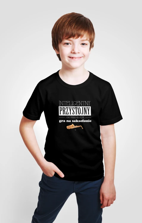 Saksofon - Przystojny, inteligentny i do tego jeszcze gra na saksofonie - Prezent dla saksofonisty - Koszulka dziecięca