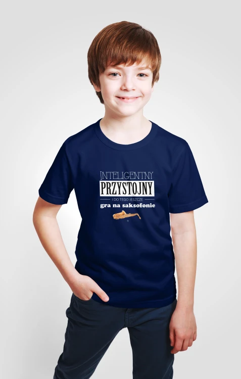 Saksofon - Przystojny, inteligentny i do tego jeszcze gra na saksofonie - Prezent dla saksofonisty - Koszulka dziecięca