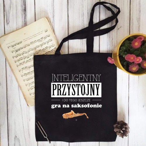 Saksofon - Przystojny, inteligentny i do tego jeszcze gra na saksofonie - Prezent dla saksofonisty - Torba 2 ucha