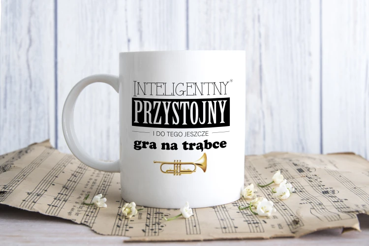Trąbka - Przystojny, inteligentny, gra na trąbce - Kubek ceramiczny