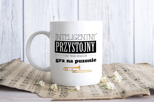 Puzon - Przystojny, inteligentny, gra na puzonie - Prezent dla puzonisty - Kubek ceramiczny