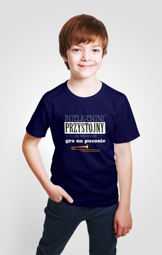 Puzon - Przystojny, inteligentny, gra na puzonie - Prezent dla puzonisty - Koszulka dziecięca