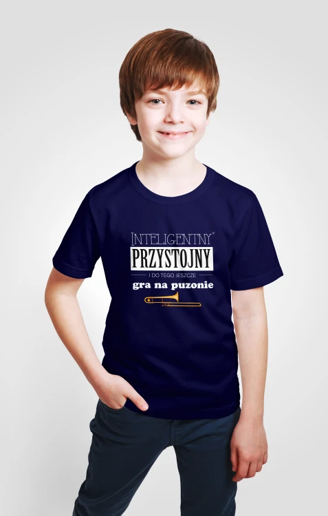 Puzon - Przystojny, inteligentny, gra na puzonie - Prezent dla puzonisty - Koszulka dziecięca