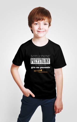 Puzon - Przystojny, inteligentny, gra na puzonie - Prezent dla puzonisty - Koszulka dziecięca