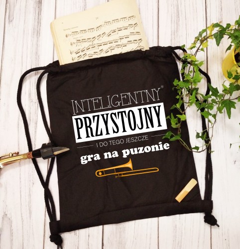 Puzon - Przystojny, inteligentny, gra na puzonie - Prezent dla puzonisty - worek plecak