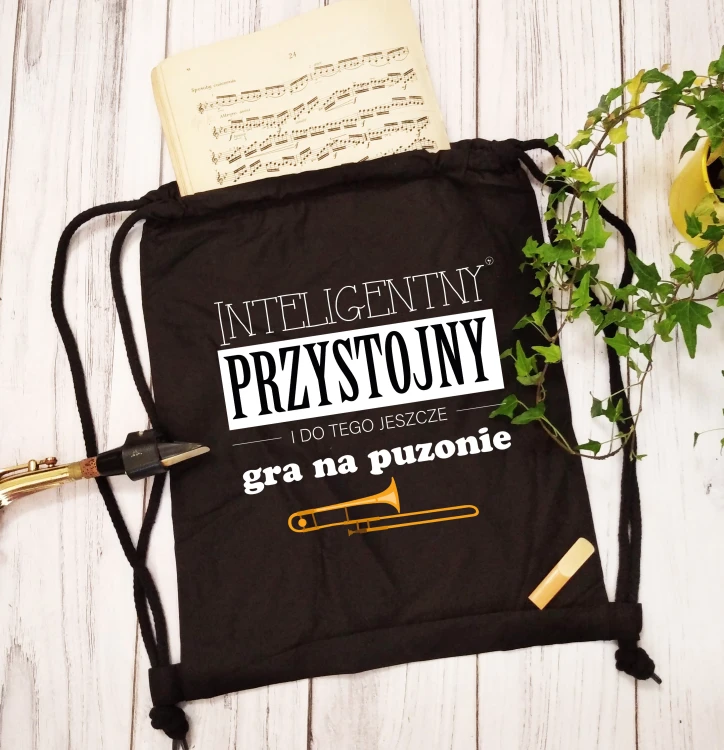Puzon - Przystojny, inteligentny, gra na puzonie - Prezent dla puzonisty - worek plecak