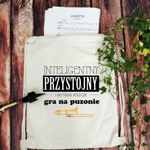 Puzon - Przystojny, inteligentny, gra na puzonie - Prezent dla puzonisty - worek plecak