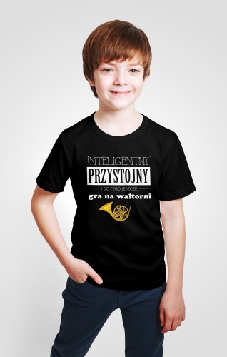 Waltornia - Przystojny, inteligentny, gra na waltorni - prezent dla waltornisty - Koszulka dziecięca