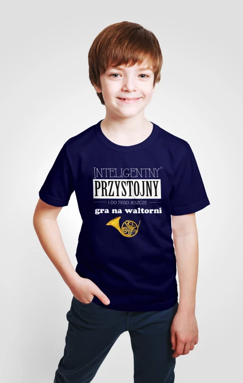 Waltornia - Przystojny, inteligentny, gra na waltorni - prezent dla waltornisty - Koszulka dziecięca