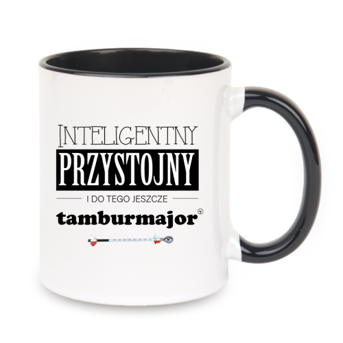 Tamburmajor - Przystojny Inteligentny - Kubek z czarnym uchem ceramiczny