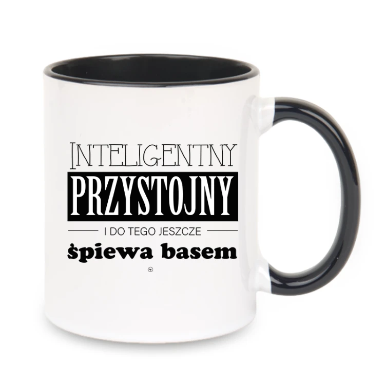 Przystojny Inteligentny śpiewa basem - Kubek z czarnym uchem ceramiczny