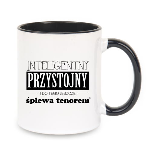 Przystojny Inteligentny śpiewa tenorem - Kubek z czarnym uchem ceramiczny
