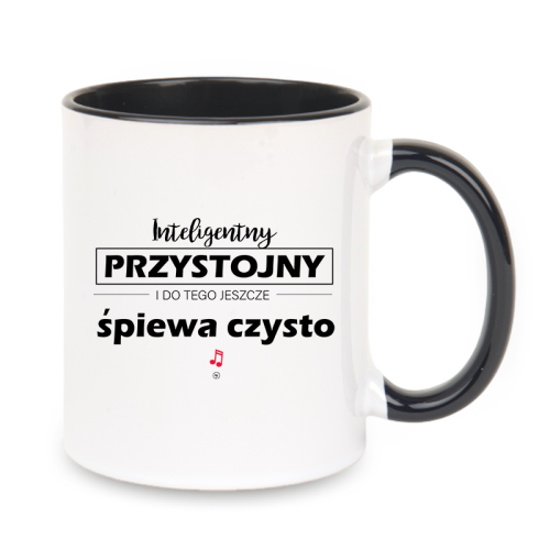 Przystojny Inteligentny śpiewa czysto - Kubek z czarnym uchem ceramiczny