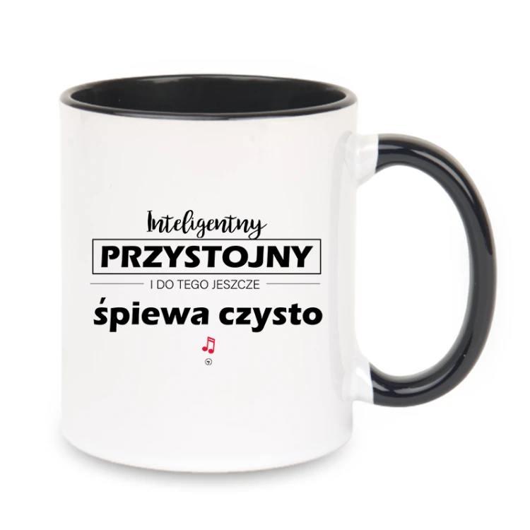 Przystojny Inteligentny śpiewa czysto - Kubek z czarnym uchem ceramiczny