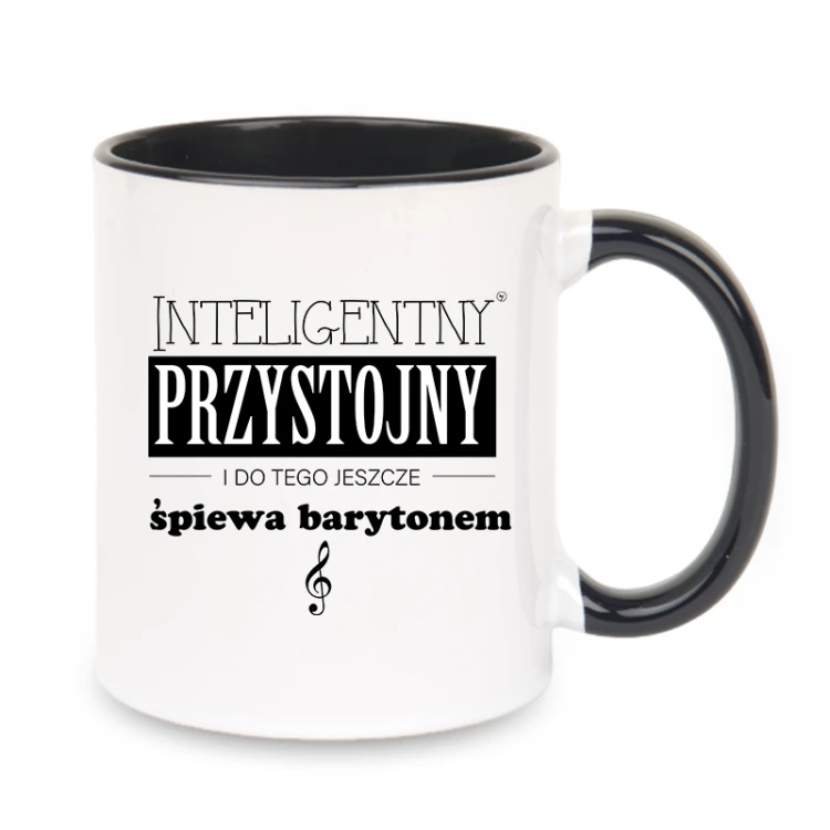 Przystojny Inteligentny śpiewa barytonem - Kubek z czarnym uchem ceramiczny