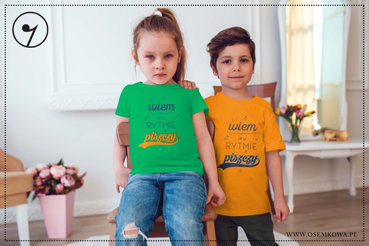 Wiem co w rytmie piszczy Zielona i Zolta Koszulka dziecięca GingerCat & Osemkowa.jpg