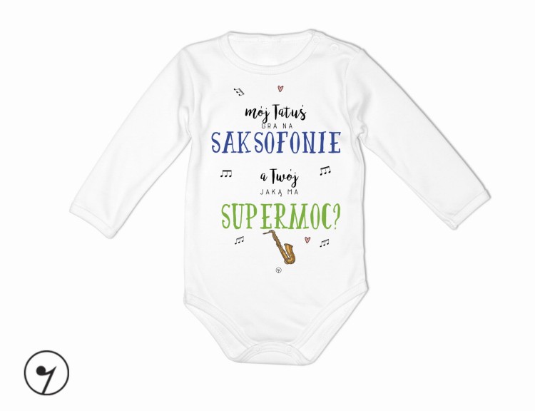Saksofon – Saksofon supermoc – Tata / Mama gra na saksofonie - Prezent dla saksofonistki – Prezent dla saksofonisty - Body – Bodziak