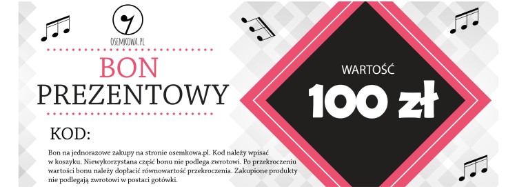 Bon prezentowy 100 zł | Ósemkowa – prezent dla muzyka, prezent dla nauczyciela muzyki