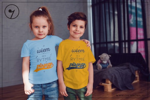 Wiem co w rytmie piszczy Blekitna i Zolta Koszulka dziecięca GingerCat & Osemkowa.jpg